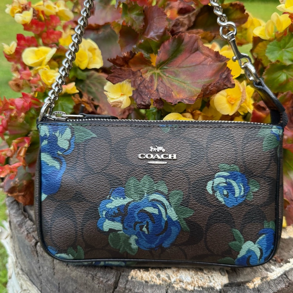 Coach Brown and Blue Floral Bag
